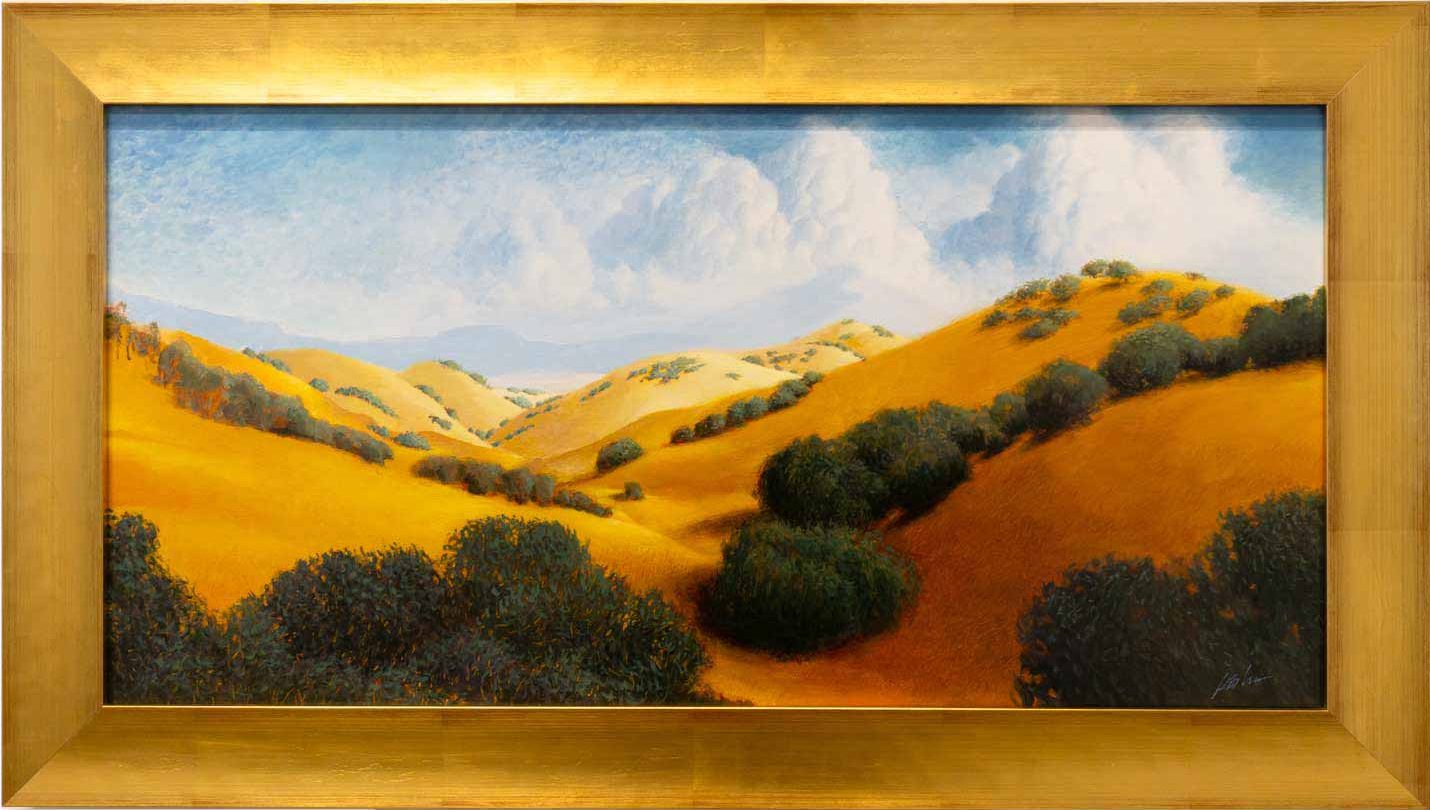 Landscape, Califironia hills with oaks, Jeff Kahn, Magical realism